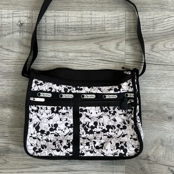 Lesportsac Monochrome Mickey and Minnie Mouse Bag - Picture 1 of 12